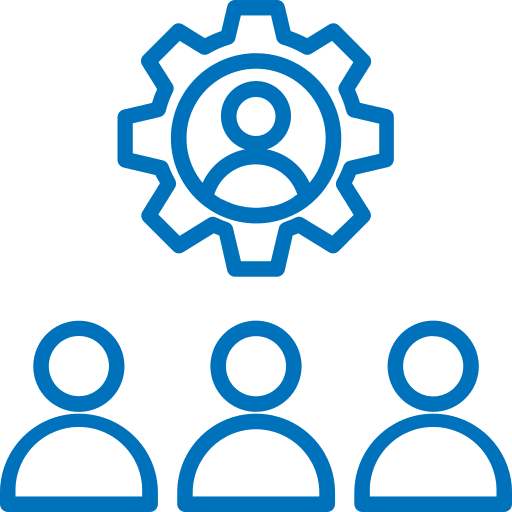 1 Team management icon with gear symbol.