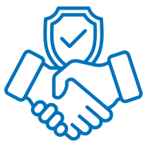 icon (5) Handshake with shield and checkmark icon.