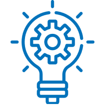icon (6) Light bulb with gear, innovation concept.